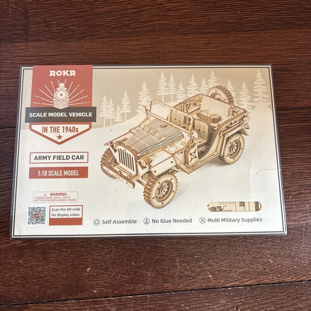ROKR 1:16 Scale 3D Wooden Puzzles Army Field Car Model Building Kits for Adults